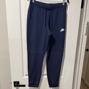 Nike Navy Joggers with White Swoosh